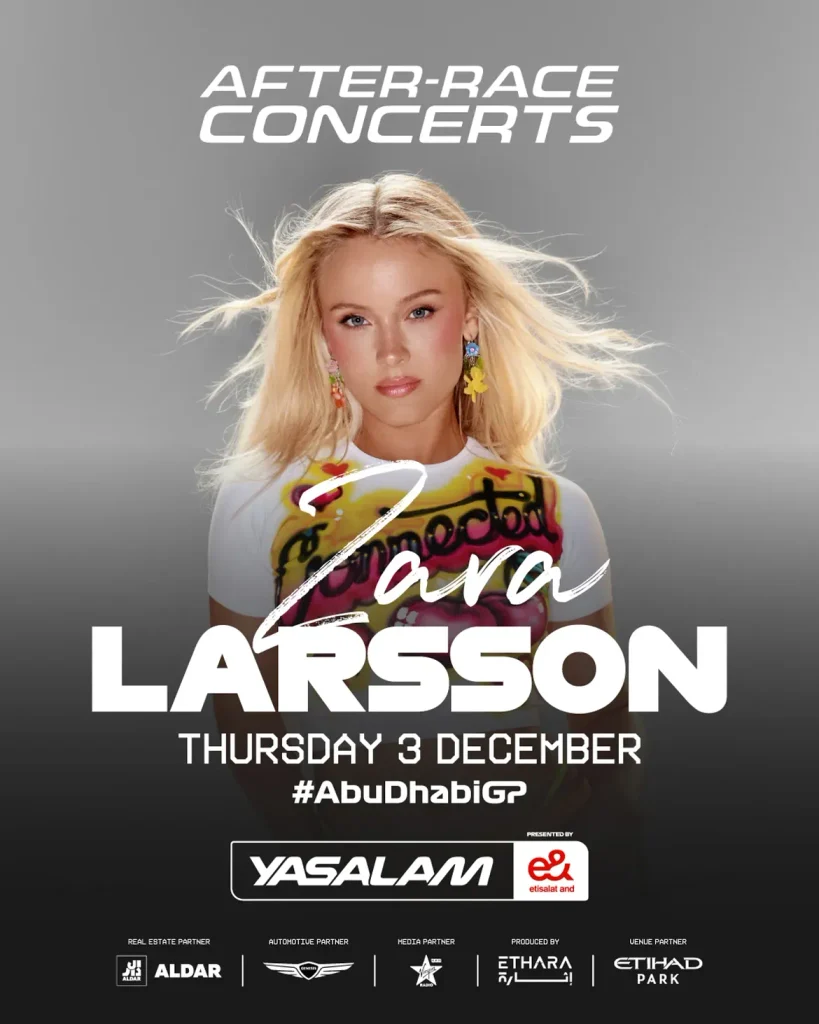 Zara Larsson Abu Dhabi Konzert Ankündigung