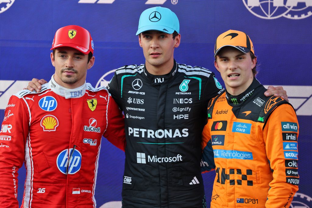Charles Leclerc, George Russell und Oscar Piastri